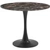 Beliani Tavolo da Pranzo Tondo 90 cm effetto marmo nero Base in Metallo nero