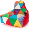 Ecopuf - Keiko Patchwork Pouf per esterni - Pouf con sfere di polistirolo - Sacco in tessuto impermeabile - Poltrona relax - Arredamento per la casa - Dimensioni poltrona M - 100 x 80 x 85 cm, rosso
