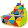Ecopuf - Pouf Poltrona Sacco PATCHWORK Ecopelle KEIKO Taglia S/M - Puffo per Sedersi - Pouf Sacco Antistrappo Antimacchia - Poltrona Sacco Pouf con Maniglia - Base Verde Mela E16