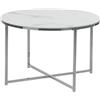Beliani Tavolino Tondo con Piano Effetto Marmo Bianco e Base Argento 70 cm