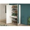 Dmora Scarpiera Tarassaco 37x72x195h cm Bianco un Cassetto 6 Ripiani, Mobile Portascarpe 2 Ante Made in Italy