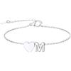 FindChic Cuore Bracciale Donna, Braccialetto Donna in Acciaio Inox, Bracciali Alfabeto Lettera M