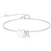 FindChic Cuore Bracciale Donna, Braccialetto Donna in Acciaio Inox, Bracciali Alfabeto Lettera A