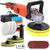 EZISOE Lucidatrice tampone, potente cera tampone, 7 velocità variabili 500-3300 giri/min, lucidatrice rotativa con piastra di supporto da 15,2 cm e 17,8 cm, lucidatrice rotativa da 1580 W per lucidatura