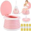 Turiueba Vasino Portatile per Bambini da Viaggio WC Water Gabinetto Vasetto Pieghevole Bagno Bambina Bimba Toilette Bebè Toilet Mini Bimbi + 60 Sacchetti Vasino Per Viaggio in Campeggio o Uso Domestico(Rosa)