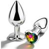 home harbor Plug Anale, Forma di Cuore con Diamante in Cristallo - Kit Plug Anale in Lucido, Dilatatore Anale Unisex per Donne e Uomini, Facile da Pulire, Sex Toy per Coppie e Principianti (Colorato)