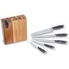 ECHTWERK Ceppo di coltelli/Set di coltelli da cucina in legno di acacia con piedini in gomma antiscivolo, incl. affilacoltelli integrato, coltelli in acciaio con lame, 6 pz.