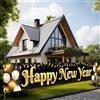 KatchOn XtraLarge 120x20 Pollici Felice Anno Nuovo Cartello 2022 - Banner di Capodanno per Felice Anno Nuovo Decorazioni 2022 | Banner Nero e Oro Felice Anno Nuovo per Interni, Esterni Decorazioni NYE 2022