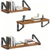 Relaxdays mensole da Parete, Set 3 pz, 30/35/40 cm, Effetto Legno & Metallo, Marrone, da Muro