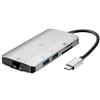 Monoprice - Adattatore USB-C a HDMI - Corpo in alluminio con Gigabit Ethernet, 3 porte USB 3.0, lettore SD/MicroSD, USB-C 100W, alimentazione 3.0 porte - Console Series