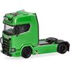 Herpa modello di camion Scania CS 20 Highline trattore stradale con barra portafari e paracolpi, 2 assi, verde, in scala 1:87, pezzo da collezione, modello tedesco, statuetta plastica