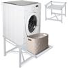 XIIW Base per lavatrice e asciugatrice, con ripiano, piedistallo in acciaio | Massimo 150 kg, 60 x 56 x 52 cm (lunghezza x larghezza x altezza), base stabile per lavatrice, rialzo per mobiletto, bianco