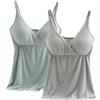 AOOPOO Confezione da 2 Canotta da Allattamento per Donna, Canottiera Pigiama Scollo a V in Pizzo con Cuscinetti Rimovibili per Dormire Allattamento Reggiseno Top Gravidanza Pigiama Canotte, M-3XL