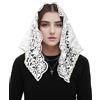 Bozidol Velo Triangolare Bianco per Chiesa: Mantilla in Pizzo Ispirato all'Vintage, Velo da Cappella per Donne Cattoliche, Copertura Testa per Messa Latina con Clip, platino, Régulier