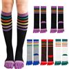 AOOPOO 5 Paia Calze da Donna con dita Separate Calzini Sportivi in Cotone, Morbido Caldo Calze al Ginocchio Lunghe al Ginocchio da Donna alta a Righe Calze Sportive con Punta, EU 35-40