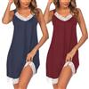 Ekouaer Camicia da Notte da Donna Senza Maniche Indumenti da Notte Sexy Sciolto Sottoveste in Pizzo Scollo a V Morbido Jersey Lingerie Corto Estiva S-XXXL