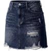 VALENNE Minigonna Jeans Donna a Vita Alta, Gonna Denim Corta | 100% Cotone Denim Con Comfort Elastico, Dettagli Strappati Vintage, Orlo Sfilacciato A Taglio Vivo, Senza Fodera, 5 Tasche