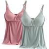 AOOPOO Confezione da 2 Canotta da Allattamento per Donna, Canottiera Pigiama Scollo a V in Pizzo con Cuscinetti Rimovibili per Dormire Allattamento Reggiseno Top Gravidanza Pigiama Canotte, M-3XL