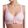 Satini Bralette Trasparente in Pizzo a Volant | Coppe Semitrasparenti, Mazzolino di Rose, Nastro con Perline, Uso Versatile, Taglie S-XXL