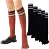 AOOPOO 5 Paia Calze da Donna con Dita Separate Calzini Sportivi in Cotone, Morbido Caldo Calzettoni Gambaletto al Ginocchio Lunghe al Ginocchio da Donna alta a Righe Calze Sportive, EU 35-40