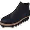 cfpqv Stivaletti da donna con tacco - Stivali da donna in pelle con plateau - Stivali corti da donna, per autunno e inverno, per il tempo libero, da trekking, Nero , 39 EU