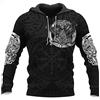 keephen Uomini Viking Felpa con Cappuccio Moda Casual Viking Tattoo 3D Stampato Pullover a Maniche Lunghe Felpa Giacca Top