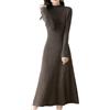 Vsadsau 100% Lana Merino Pura Maglione Lavorato a Maglia Donna Maniche Lunghe, Maglione in Cashmere, Abito a Linea Lunga, Caff, S