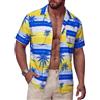 Ailisus Camicia hawaiana da uomo con stampa floreale a maniche corte, camicia estiva leggera, comoda, per il tempo libero, per le vacanze, S-3XL, Blu Giallo Albero, M