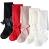 AOOPOO Confezione da 5 Collant Fiocco Traforato per Bambine, Collant con Fiocco a Nastro, Leggings In Cotone Traspirante con Rete, Calzini per Neonati da 0 a 4 anni