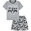 thepyjamafactory Pigiama corto con stampa di joystick e scritta "I had to pause my game to be here", grigio