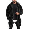 LOIJMK Giacca di peluche da uomo, morbida, in pile, da uomo, invernale, calda, per le attività all'aria aperta, per le mezze stagioni, outerwear, Nero , L