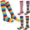 AOOPOO 4 Paia Calzini Colorati a Righe in Cotone, Lunghi Fino al Ginocchio con Cinque Dita per Donne e Ragazze, Casual al Calzini da Ginnastica per lo Sport e la Corsa, EU 35-40