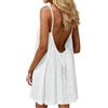 Generic Cami Senza Schienale Abiti per Le Donne Cami Lounge Dress 2026 Backless Tinta Unita Senza Maniche House Dress Lungo con Cravatta Posteriore, Bianco, 3XL