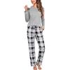 Irdcomps Pigiama Donna Invernale Cotone Pigiami da Donna Invernali Leggero Lungo Set Due Pezzi Maniche Lunghe Scollo Tondo Scozzesi con Tasche