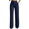 Generic Pantaloni da donna a vita alta a gamba larga, pantaloni formali da lavoro per ufficio con tasche, pantaloni casual a gamba dritta per donne del Regno Unito