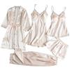 Dinglong pigiami donna completo lino donna Lingerie sexy da donna Giarrettiera Lingerie Set Vestaglie Body in pizzo Biancheria intima con scollo a V profondo 1 Camicie da notte in cotone completo lino