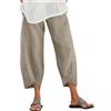ZANZEA Pantaloni casual da donna in cotone e lino, taglio ampio, dritti, elasticizzati in vita, pantaloni chino con tasca