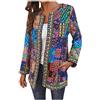 Dinglong Gilet Pizzo Donne Vintage Etnico Floreale Stampato Maniche Lunghe Plus Size Cotone Giacca Cappotto Gilet Pizzo