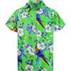 King Kabana Camicia-Hawaiana Uomo Manica-Corta Elegante Funky Pappagallo Fiori di Ciliegio Floreale Unisex