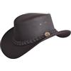 SideWinder Cappello Cowboy Western Australiano Cappelli Pelle di Vacchetta di Cuoio modellabile Outback Stile Vintage Tesa Nero Marrone Tutte Le Tagli
