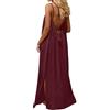 Generico Vestito Schiena Scoperta Donna Estivo, Vestito Lungo Estivo Donna con Bretelle Regolabili, Maxi Abito A Pieghe per Relax E Feste in Giardino, Senza Maniche Taglia Comoda （Rosso，M）