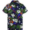 King Kabana Stylish-Camicia-Hawaiana, Manica-Corta, Cherry-Parrot-Style, Blu-Scuro, S