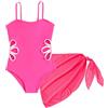 SEAUR Costume da bagno da bambina con gonna a rete, set di costumi da bagno per bambini, 7-16 anni