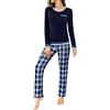 Marvmys Pigiama Donna Cotone Maniche Lungo Pantaloni a Quadri con Tasche