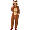 Giggling Getup Pigiama natalizio da donna, con cappuccio, pigiama invernale monopezzo per adulti, Marrone, Medium