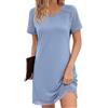 Jahetuul Camicia da Notte Donna Estiva a Maniche Corte Camicie da Notte | Aperta Davanti Cotone con Collo a V e Polsini in Pizzo Pigiama da Donna con Bottoni