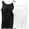 AOOPOO 2PCS Canottiera Donna con Reggiseno Incorporato Canottiera Senza Maniche con Reggiseno, Donna Regolabile con Cinturino a Spaghetti, Canotta Imbottita, Comoda Canottiera Yoga, M-4XL