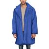 Generic Cappotto invernale da uomo in finta pelliccia, giacca lunga di lusso in pile soffice con risvolto a maniche lunghe spesso caldo morbido cardigan aperto sul davanti, C # Blu scuro, XL