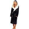 cfpqv Vestaglia da donna, taglie grandi, invernale, con cappuccio, unisex, con cintura, vestaglia lunga, calda, biancheria da notte, per sauna e benessere