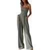 Minetom Jumpsuit Donna Elegante Senza Spalline Tinta Unita Tuta a Gamba Larga Pantaloni Cerimonia Cocktail Monopezzi Tutine A Grigio S